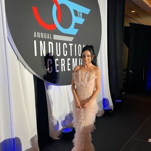 Elegant Beige Ruffled Gown